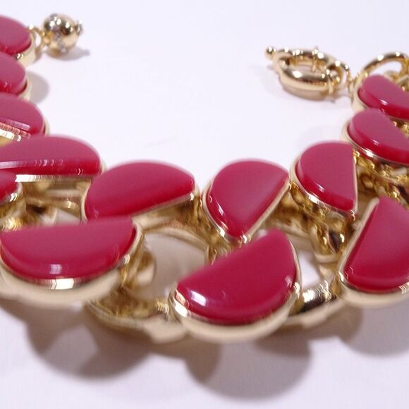 Lee Angel Curb Enamel and Brass Bracelet 7 1/2"L  RED NWT 220 - Picture 11 of 15